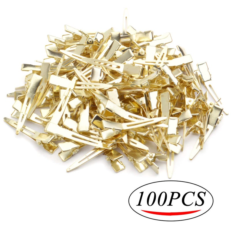 BronaGrand Hair Clips, 100pcs 4.5cm Single Prong Clips Gold Curl Pins Duckbill Section Clips for Hair Extensions Styling Crafting - Image 2